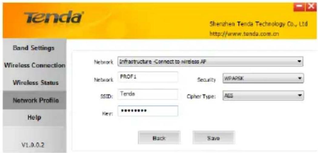 Tenda W900U - Proile Set Up for Infrastructure Mode - 1