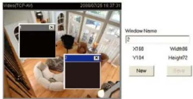 Video(TCP-AV) 2008/07/25 19:27:31 Window Name 2 X168 Width96 Y104 Height72 New Save