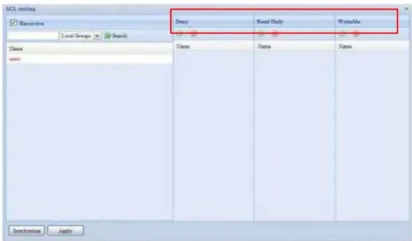 ACS setting Reconstruct Send Read Only Validate Local Groups Search Name Name Name Name apiere Accession Apply