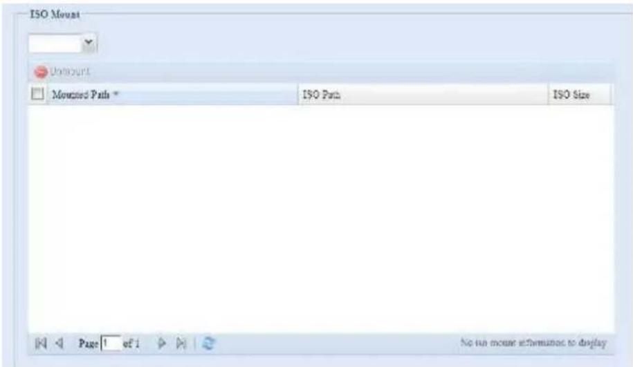 ISO Mount Amount Mounted Path * ISO Path ISO Size Page 1 of 1 No run mouse information to display