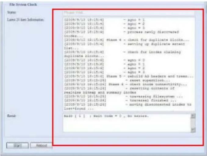File System Check Status: Latest 24 key information [2009/9/10 18:15:4] - agno = 1 [2009/9/10 18:15:4] - agno = 2 [2009/9/10 18:15:4] - agno = 3 [2009/9/10 18:15:4] - process newly discovered indev... [2009/9/10 18:15:4] Phase 4 - check for duplicate blocks... [2009/9/10 18:15:4] - setting up duplicate errors Set... [2009/9/10 18:15:4] - check for inodes claiming duplicate blocks... [2009/9/10 18:15:4] - agno = 3 [2009/9/10 18:15:4] - agno = 1 [2009/9/10 18:15:4] - agno = 2 [2009/9/10 18:15:4] - agno = 3 [2009/9/10 18:15:4] Phase 5 - build A# headers and trees... [2009/9/10 18:15:4] - sweet superblock... [2009/9/10 18:15:4] Phase 6 - check inside connectivity... [2009/9/10 18:15:4] - resetting contents of realtime bitmap and summary indevs [2009/9/10 18:15:4] - traversing filterystem ... [2009/9/10 18:15:4] - traversed finished ... [2009/9/10 18:15:4] - moving disconnected inodes to Insetfound ... READ [ 1 ] ; wait code = 0 , no keys. Start About