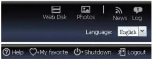 Web Disk Photos News Log Language: English ? Help My favorite Shutdown Logout