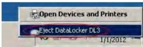 Open Devices and Printers Eject DataLocker DL3 1/1/2012