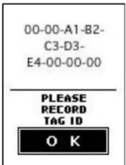 00-00-A1-B2- C3-D3- E4-00-00-00 PLEASE RECORD TAG ID OK