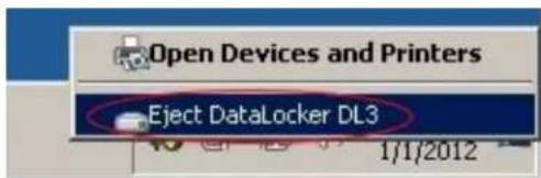 Open Devices and Printers Eject DataLocker DL3 1/1/2012