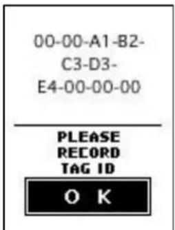 00-00-A1-B2- C3-D3- E4-00-00-00 PLEASE RECORD TAG ID O K
