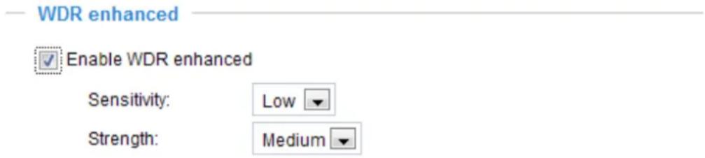 WDR enhanced Enable WDR enhanced Sensitivity: Low Strength: Medium