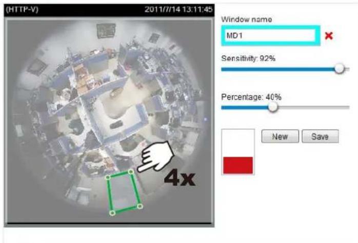 (HTTP-V) 2011/7/14 13:11:45 Window name MD1 Sensitivity: 92% Percentage: 40% New Save 4x