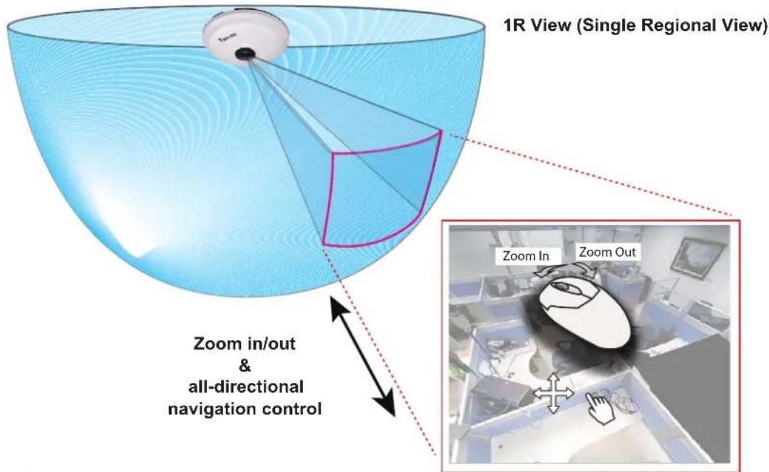 1R View (Single Regional View) Zoom in/out & all-directional navigation control Zoom In Zoom Out