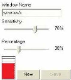 Window Name windowA Sensitivity 70% Percentage 30% New Save