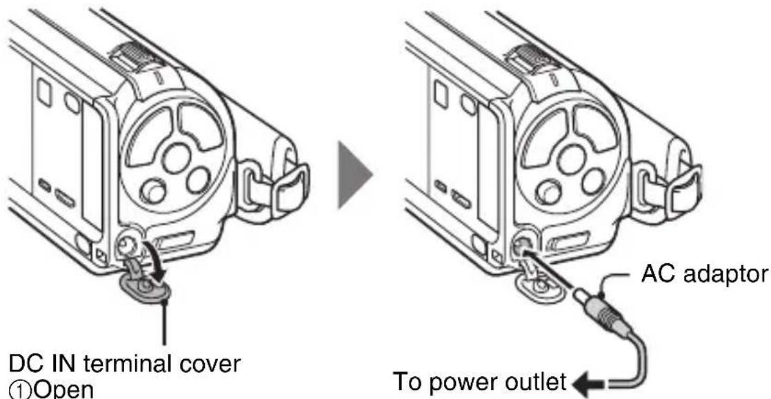 SANYO VPC-TH1S - Connect the AC adaptor to the camera. - 1