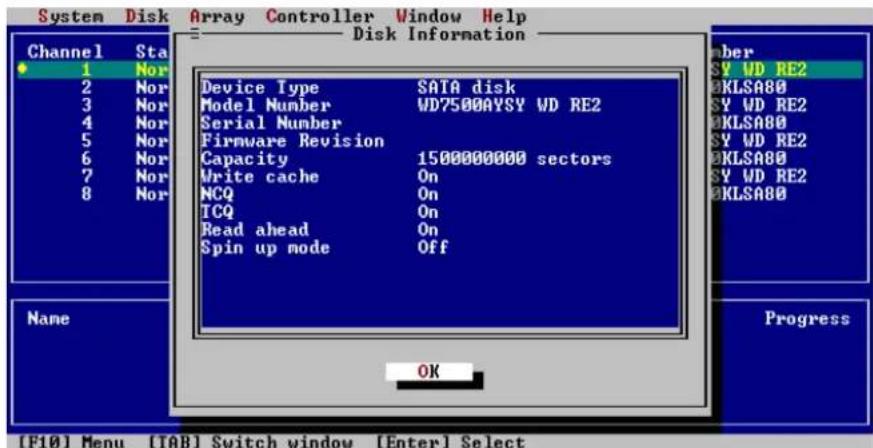 Highpoint RocketRAID 3522 - View a disk - 1