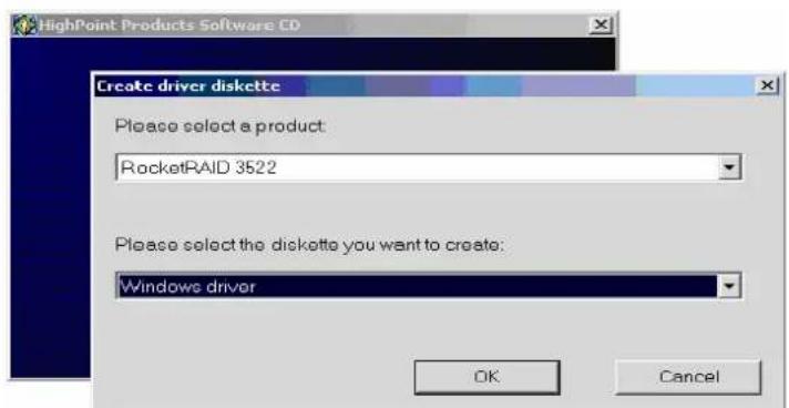 Highpoint RocketRAID 3522 - To create a driver diskette: - 2