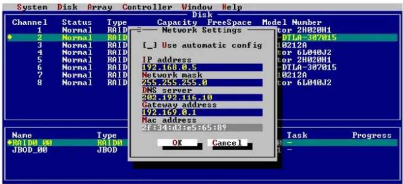 Highpoint RocketRAID 3522 - Network Setting - 1