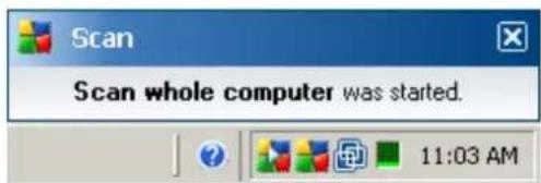 Scan Scan whole computer was started. 11:03 AM