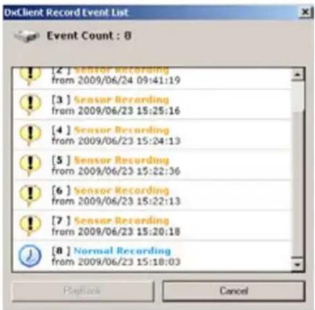 SWANN SW342-LPP - Event Record List - 2