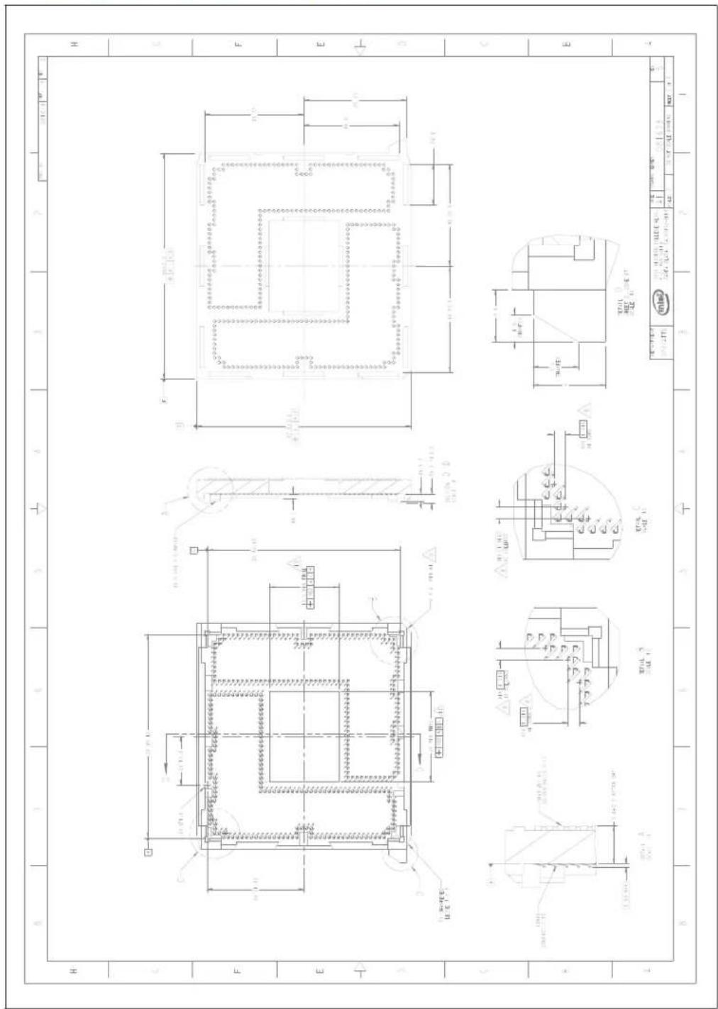 Technical engineering drawing with multiple orthographic views and dimension annotations