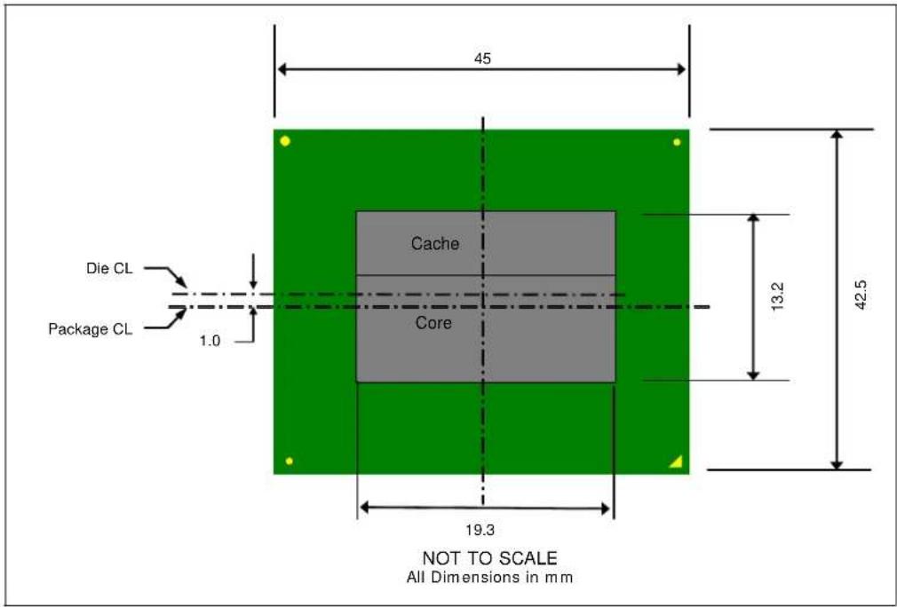 Die CL Package CL 1.0 45 Cache Core 13.2 42.5 19.3 NOT TO SCALE All Dimensions in mm