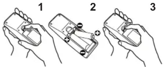 Illustration showing three-step instructions for assembling a device, labeled 1, 2, and 3.