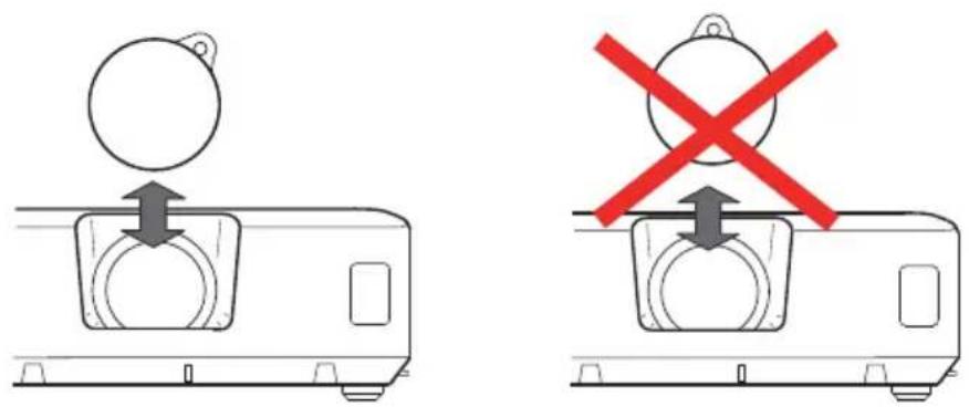 HITACHI CP-WX2520 - Precaution for lens cover attachment and removal - 1