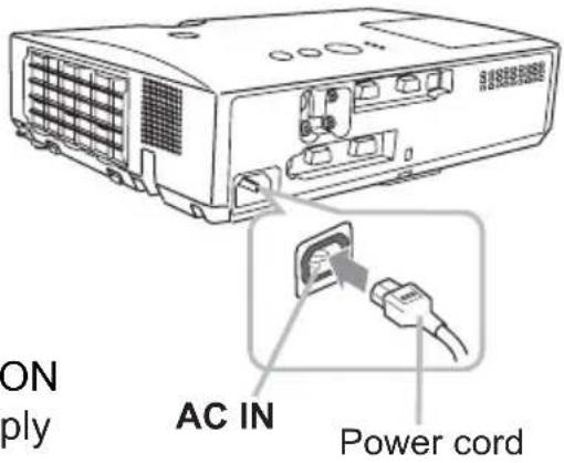 ON ply AC IN Power cord