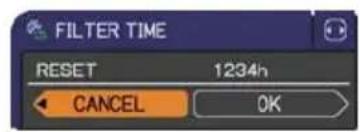 FILTER TIME RESET 1234h CANCEL OK