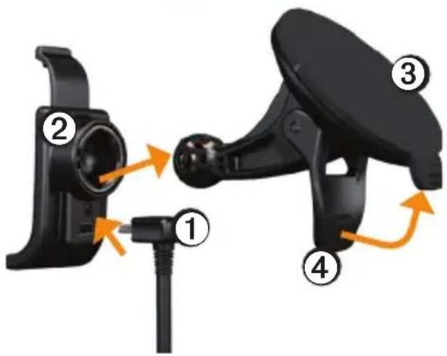 Diagram of a car steering wheel assembly with numbered parts and orange arrows indicating motion direction