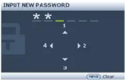 INPUT NEW PASSWORD 1 4 2 3 MENU Clear