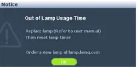 BENQ 9H.J4J77.35L - Timing of replacing the lamp - 6