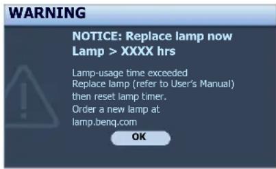 BENQ 9H.J3977.18L - Timing of replacing the lamp - 3