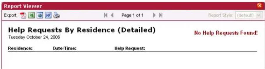 Report Viewer Export: Page 1 of 1 Report Style: (default) Help Requests By Residence (Detailed) Tuesday October 24, 2006 No Help Requests Found! Residence: Date/Time: Help Request: