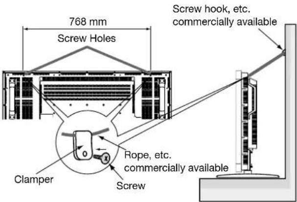 768 mm Screw Holes Screw hook, etc. commercially available Clamper Rope, etc. commercially available Screw