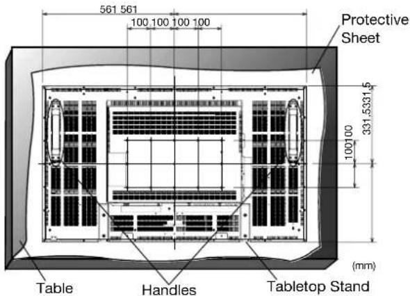 561 561 100 100 100 100 Protective Sheet 331.5331.5 100 100 (mm) Table Handles Tabletop Stand