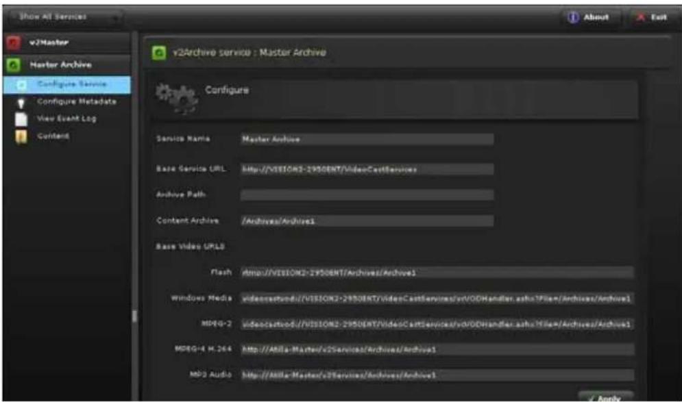 AMX Vision² Master 24TB - Configuring the Service - 1