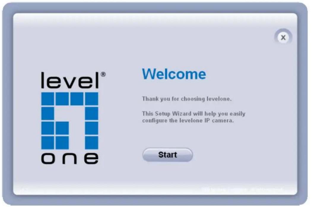 level® one Welcome Thank you for choosing levelone. This Setup Wizard will help you easily configure the levelone IP camera. Start