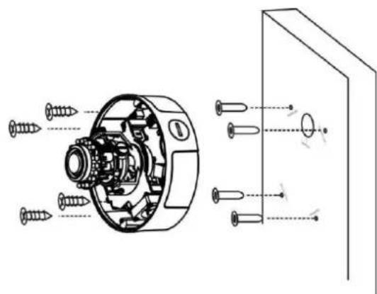 Technical diagram of a mechanical assembly showing internal components and screw fasteners (no text or labels)