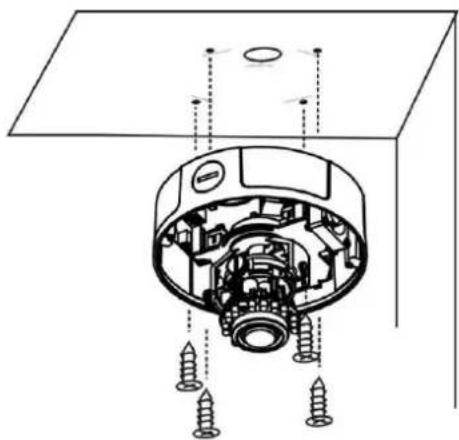 Technical diagram of a mechanical assembly with screw fasteners and a central housing (no text or labels)
