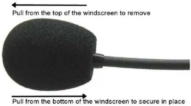 Pull from the top of the windscreen to remove Pull from the bottom of the windscreen to secure in place