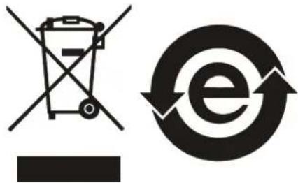 Symbol image showing a trash bin crossed out, a circular e-turn arrow with arrows, and a horizontal bar below.