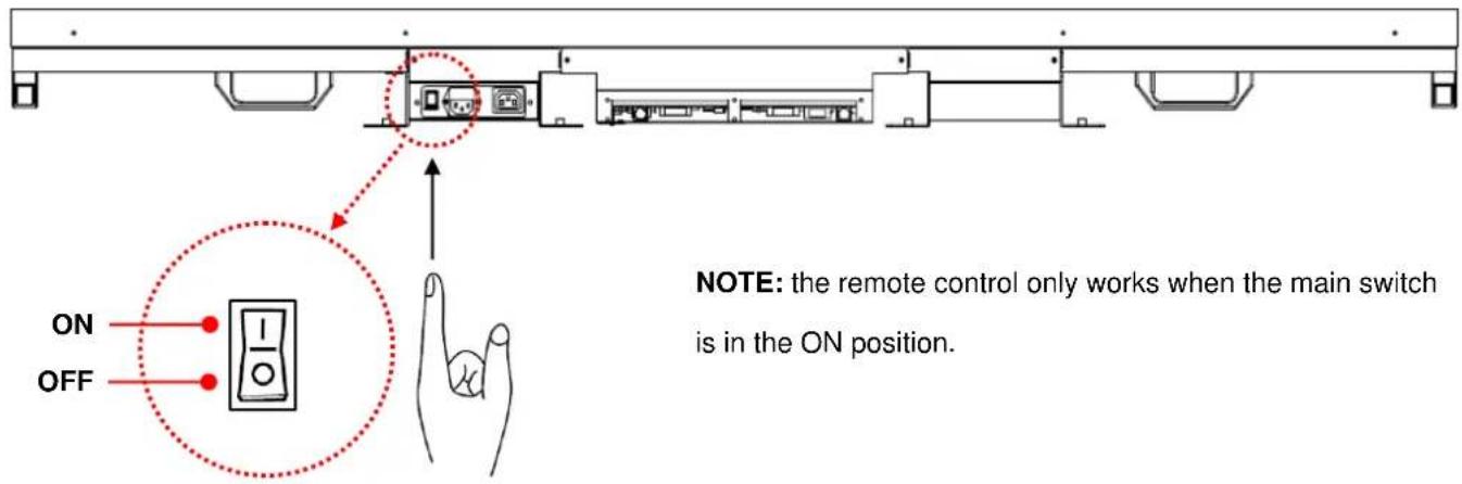 ON OFF NOTE: the remote control only works when the main switch is in the ON position.