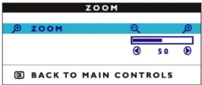 ZOOM + ZOOM - 50 OK BACK TO MAIN CONTROLS