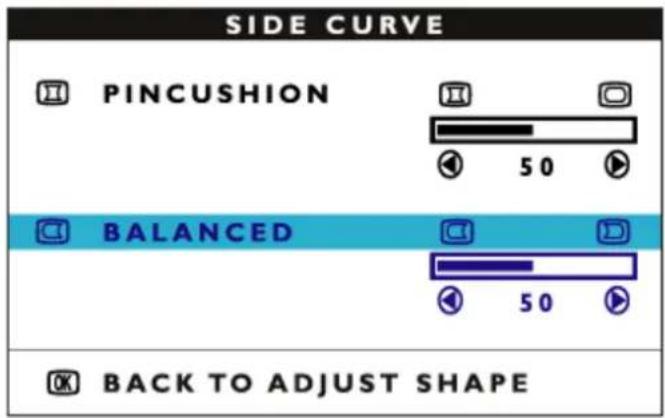 SIDE CURVE PINCUSHION 50 BALANCED 50 BACK TO ADJUST SHAPE