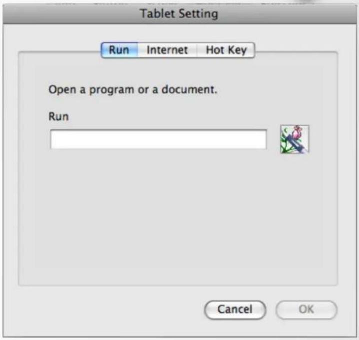 Tablet Setting Run Internet Hot Key Open a program or a document. Run Cancel OK