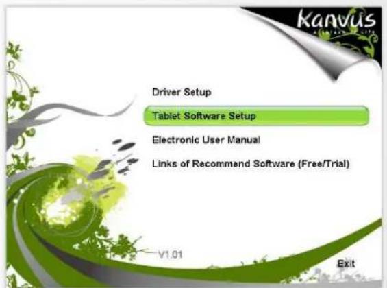 Driver Setup Tablet Software Setup Electronic User Manual Links of Recommend Software (Free/Trial) V1.01 Exit