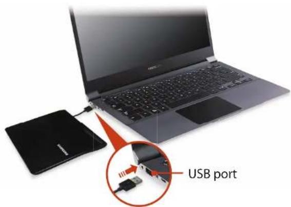SAMSUNG ATIV NP900X4D-K01HK - Connecting the CD Drive - 1