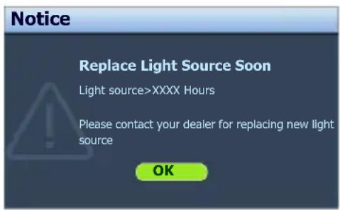 BENQ LW61ST+ - Timing of replacing the light source - 2