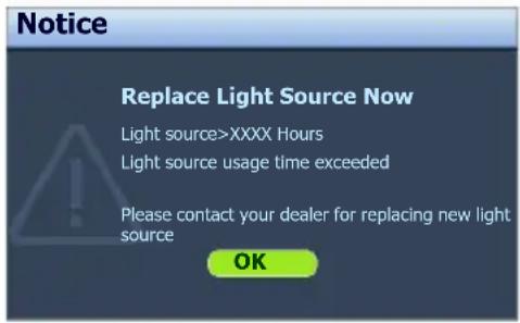 BENQ LW61ST+ - Timing of replacing the light source - 3