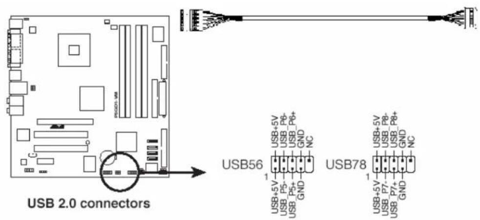 USB 2.0 connectors USB56 USB+5V USB P5- USB P5+ GND NC USB78 USB+5V USB P7- USB P7+ GND NC