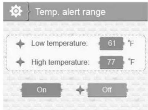 UNIDEN UBR223 - Temperature Alert Range - 1