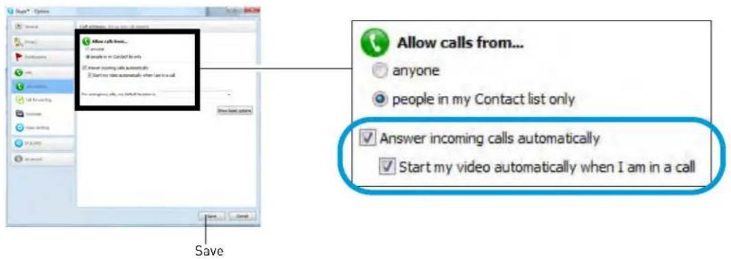 Lorex LW242B - Under Allow calls from..., select people in my Contact list only. This will prevent the device from accepting Skype calls from anyone who is not in the contact list for its account. - 2